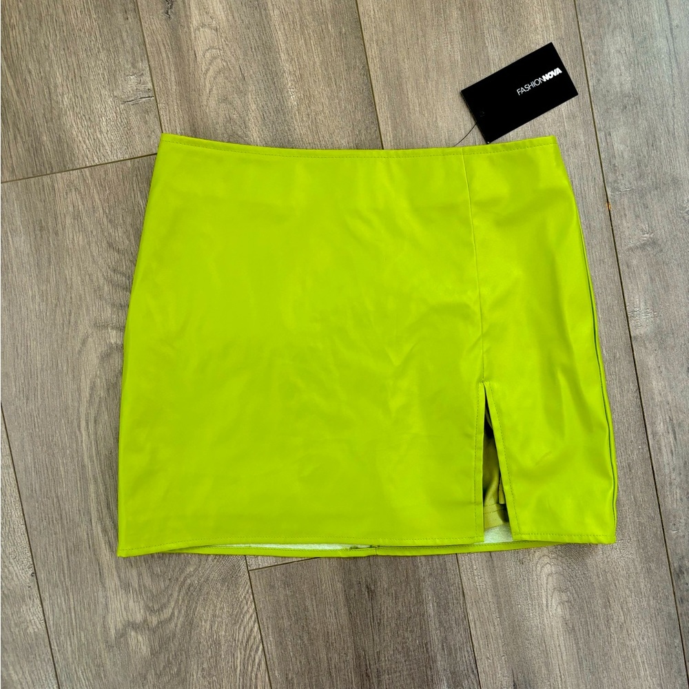 NWT Chartreuse Faux Leather Mini